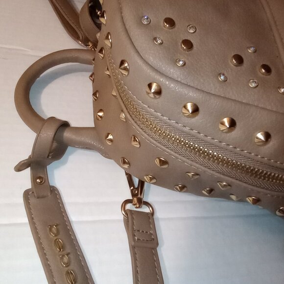 Bebe Mini Taupe Backpack w/ Gold Studs - Picture 6 of 9